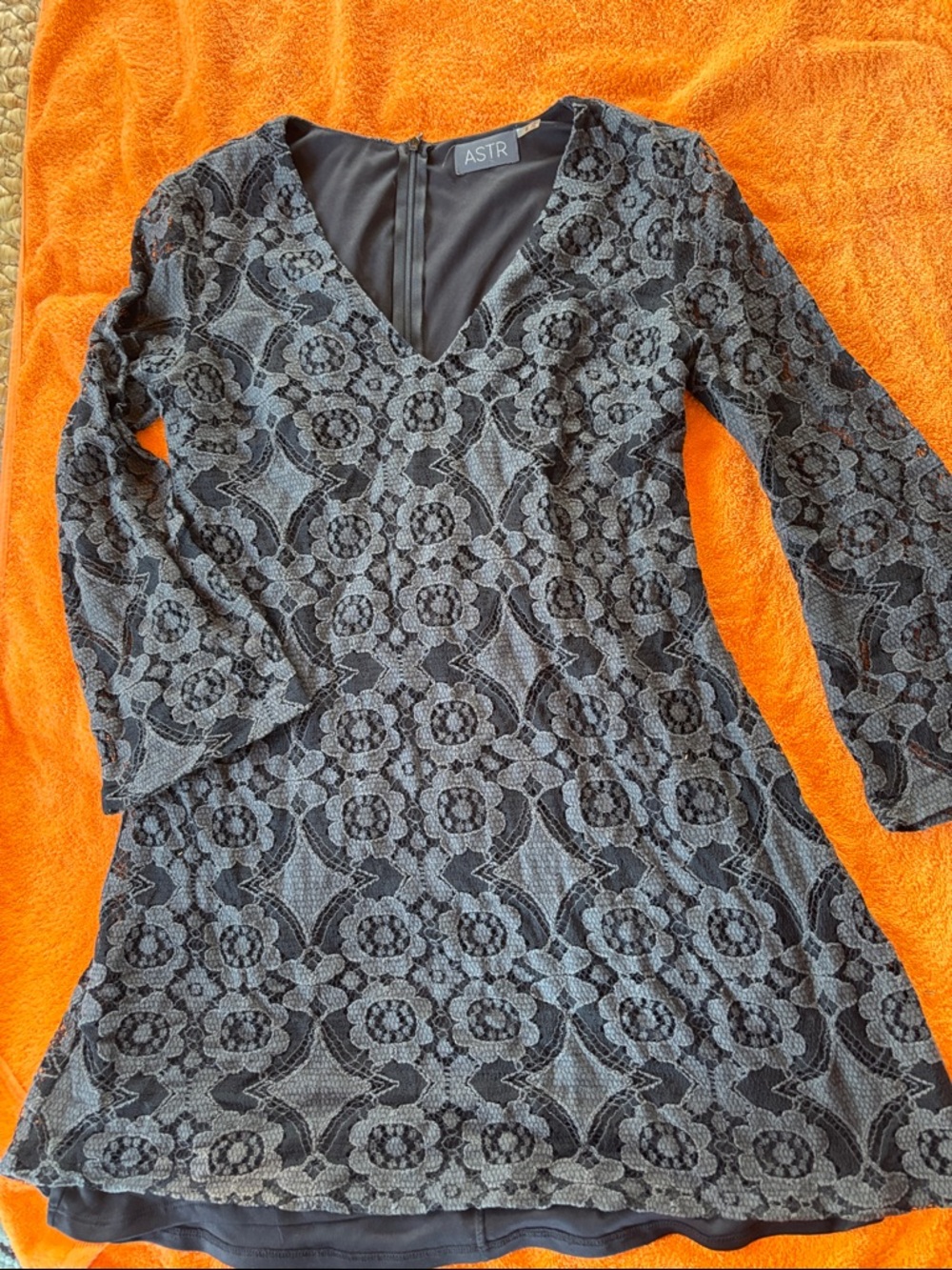 ASTR Black Floral Lace V-Neck Dress